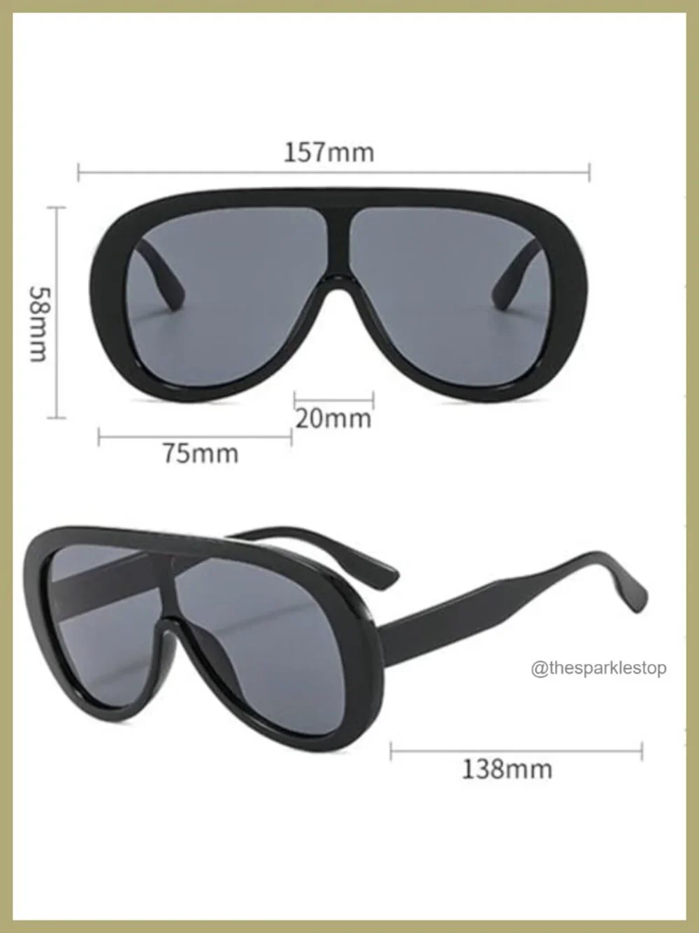 Oversized Shield Sunglasses Women Metal Frame UV Protection One Piece Goggle